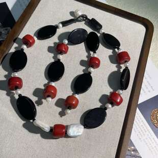 【蜜南】monies风中古vintage 植物树脂拼珊某瑚小众轻奢时尚套装