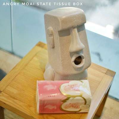 MOAI复活节岛石人纸巾抽 愤怒石像人纸巾盒个性装饰纸巾筒