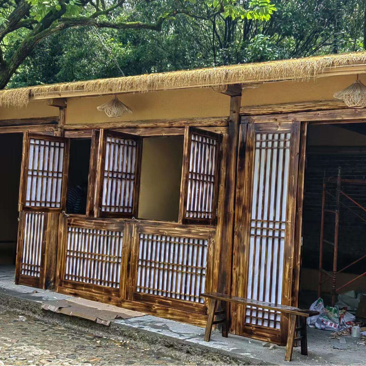 新中式实木仿古门窗花格木质窗户直销中式镂空木格花窗门简单中式