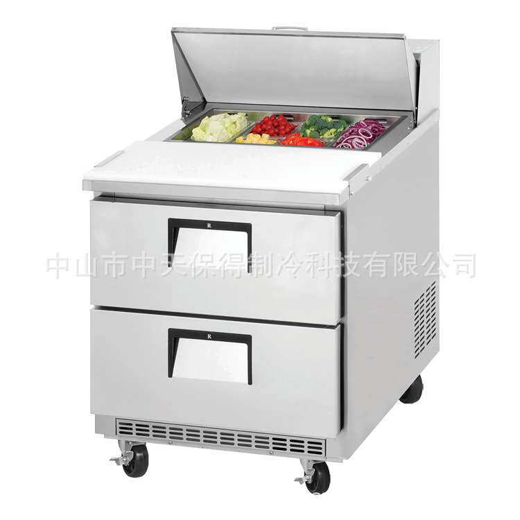 美款掀盖式三明治展示柜冷藏沙拉吧操作台披萨操作台带抽屉