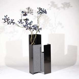 现代轻奢不锈钢皮革花瓶创意花器样板间家居客厅餐厅玄关装饰花器