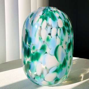 北欧风玻璃花瓶水培水养鲜花客厅插花器桌面手工摆件花艺手工彩绘