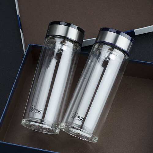 希诺双层加厚隔热玻璃杯泡茶杯子男女士透明商务办公杯 7017 7018