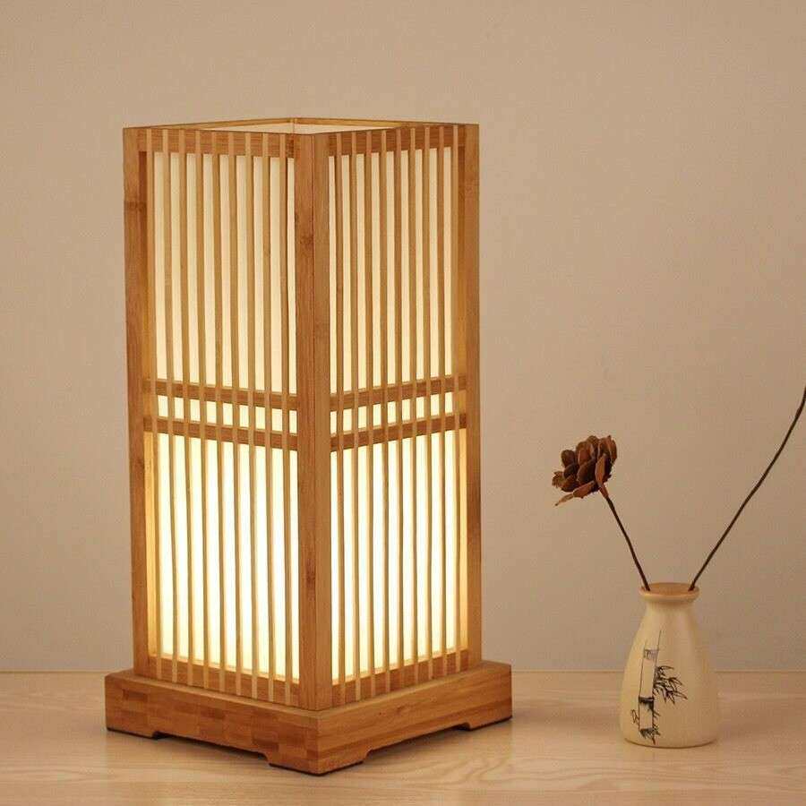 日式竹艺木艺台灯简约卧室床头灯温馨和风茶室装饰榻榻米落地灯