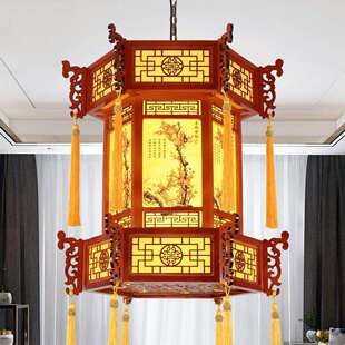 中式仿古宫灯客厅大堂茶楼酒楼博物馆寺院庙宇装饰全实木灯具吊灯