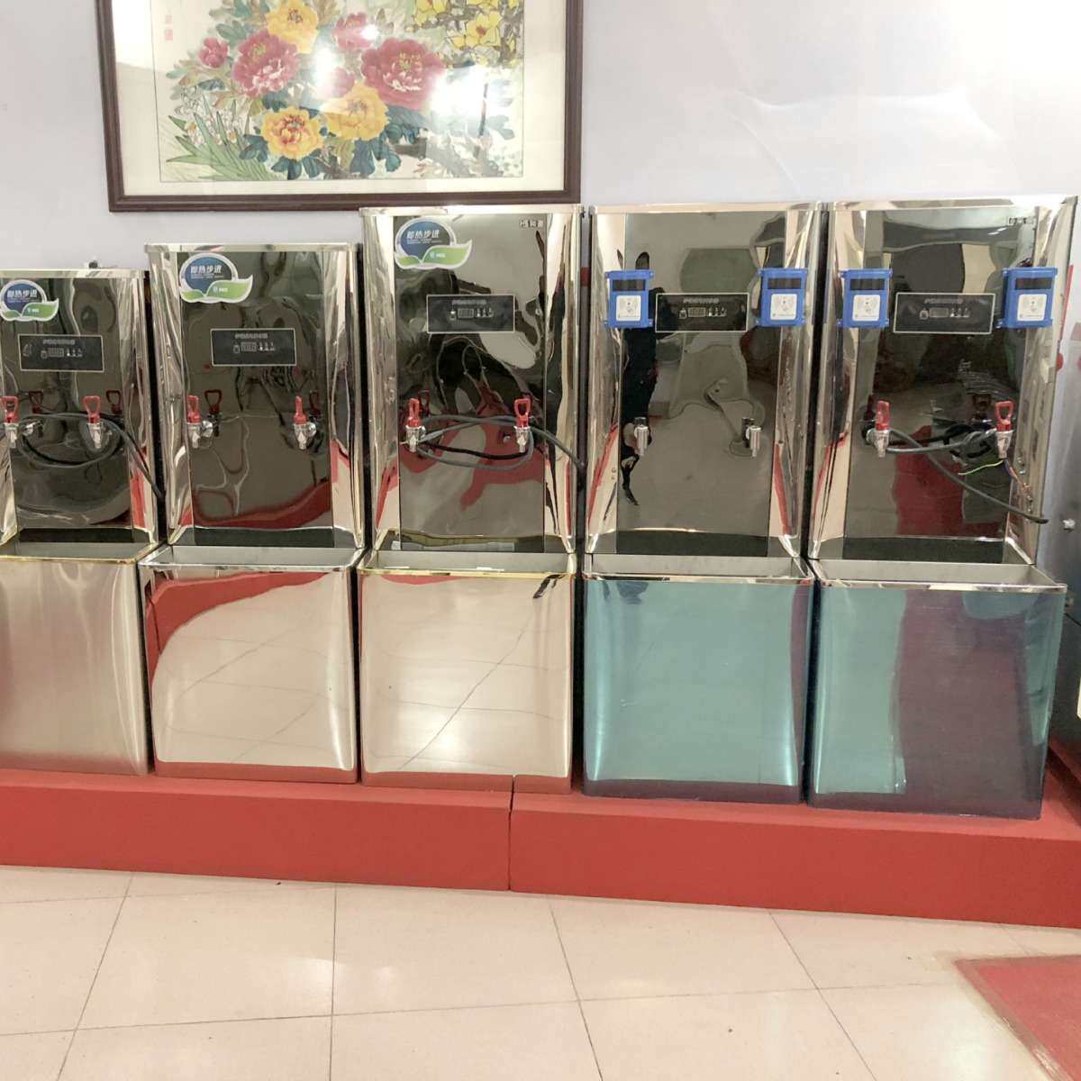 电热步进黑晶面板开水器商用不锈钢水箱开水炉全自动开水机家用工
