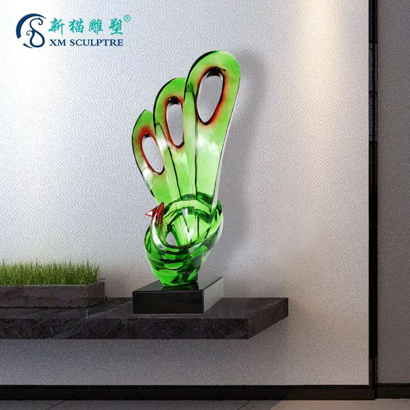 抽象透明树脂孔雀摆件客厅家居玄关电视柜高档别墅酒店高档装饰品