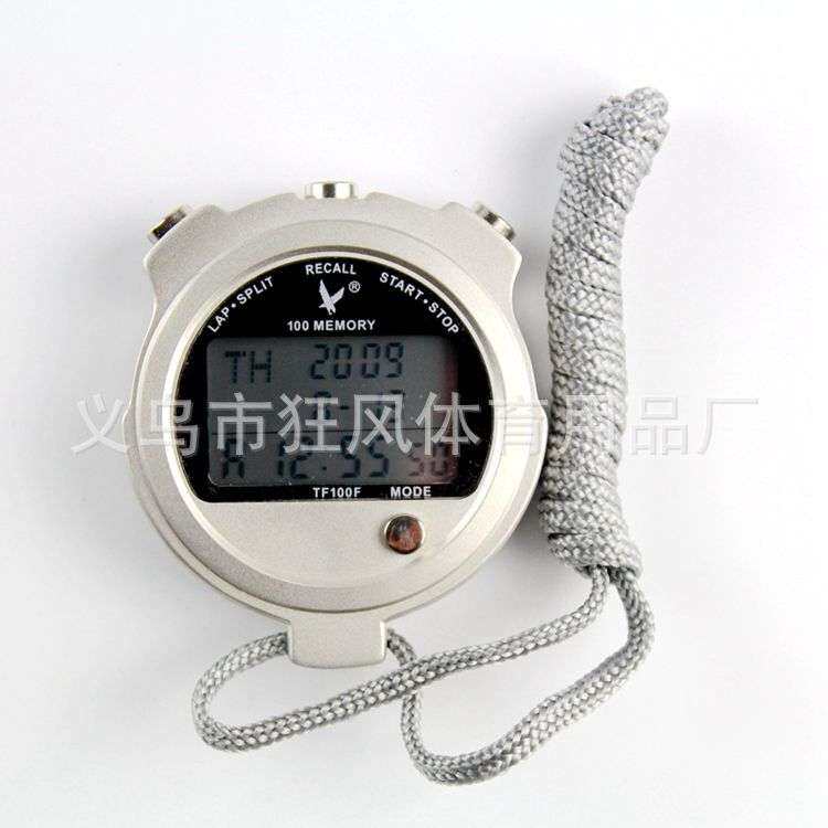 天福100F秒表 金属外壳三排100道秒表 比赛计时工具 电子