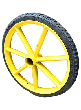 300-18黄色扁管实心轮一个手推车建筑工地斗车轮S子防刺发泡橡胶