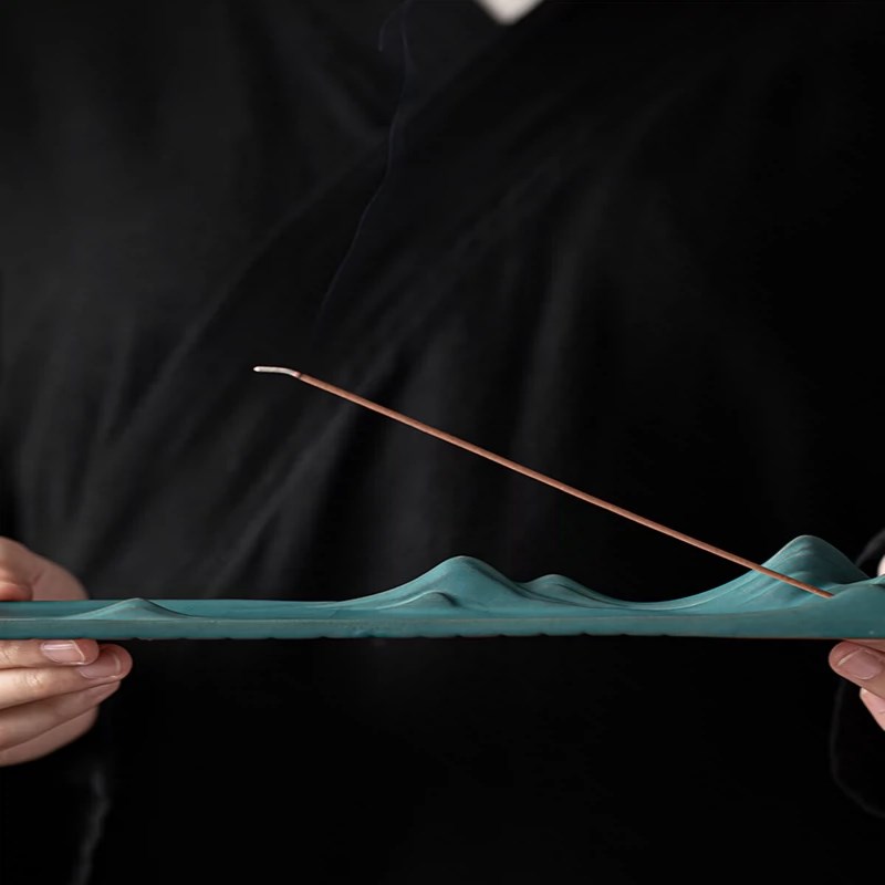 千里江山线香炉 香n插摆件陶瓷创意茶道供奉仿古卧香炉家用檀香炉