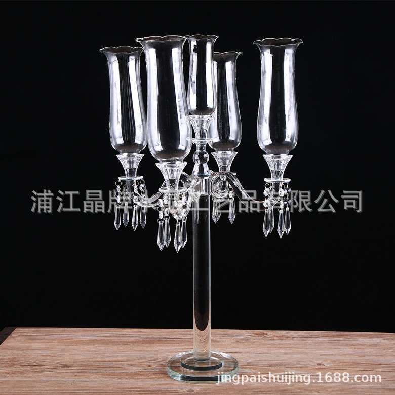 水晶五头烛台欧式浪漫婚礼婚庆道具样板房软装酒店客厅摆件蜡烛台