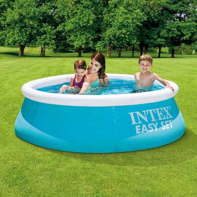 INTEX28101 6尺碟形水池 简易水池 儿童成人加厚充气家庭充气水池