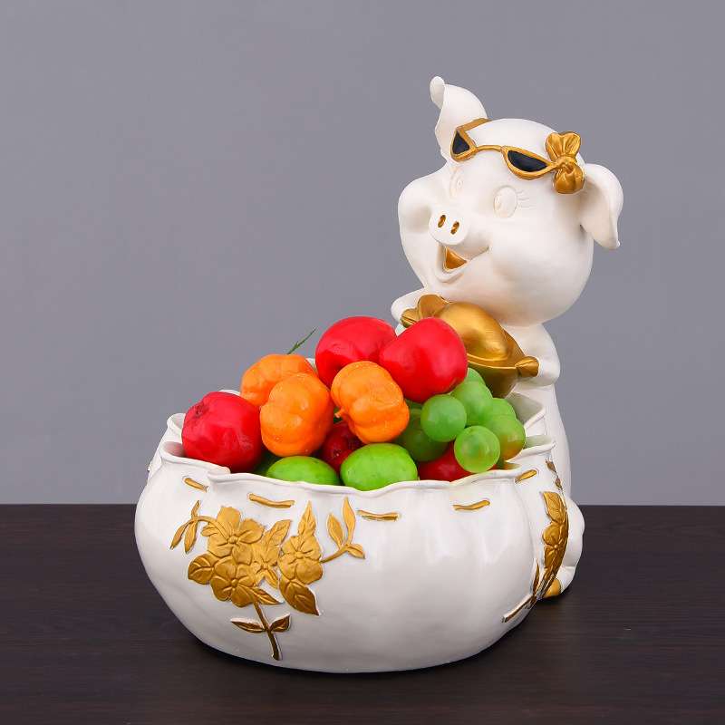 创意欧式元宝福猪储物收纳摆件卧室客厅摆设树脂工艺品家居装饰