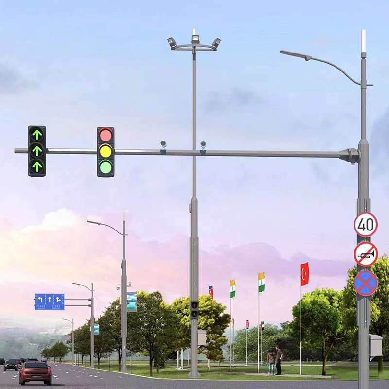 多功能共杆道路综合杆十字路口交通信号灯杆红绿灯监控组合杆