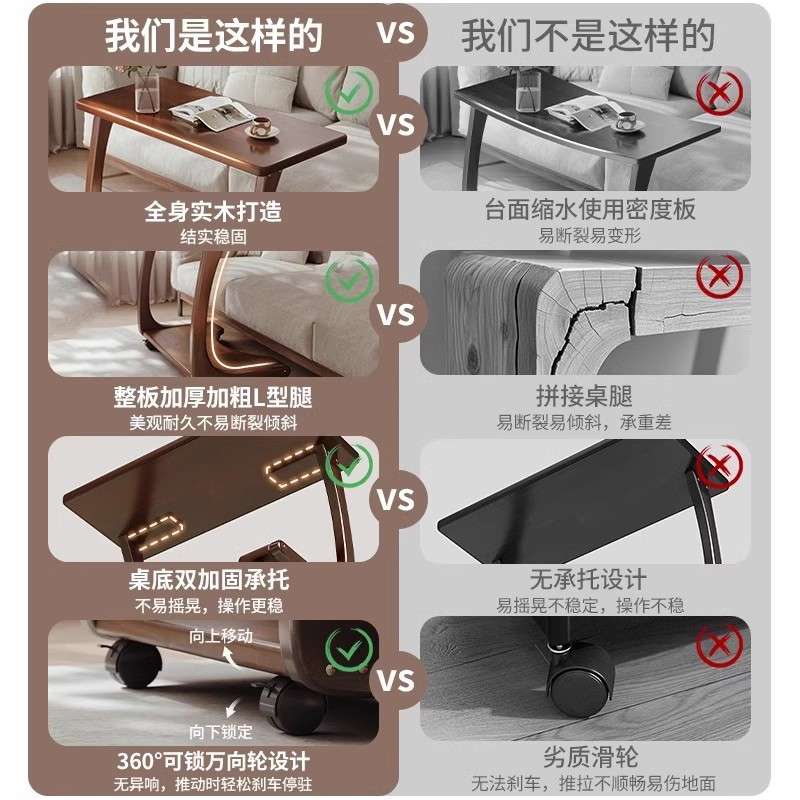 实木床头柜家用卧室小型超窄床边置物架创意夹缝可移动边柜小推车