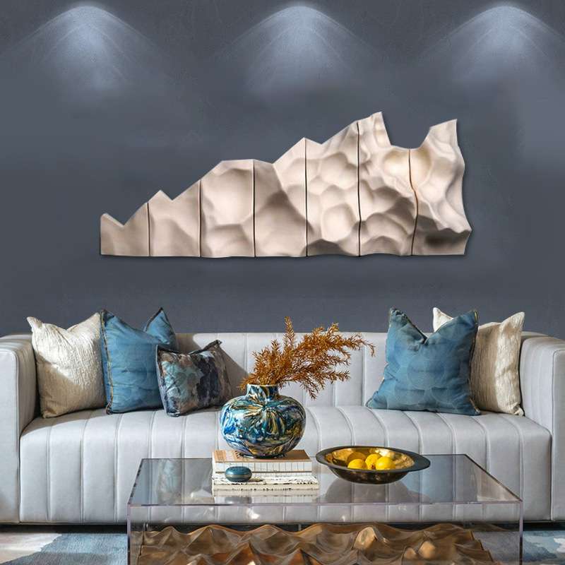 简约客厅装饰画样品房实物装置画立体雕刻挂画不规则轻奢玄关画