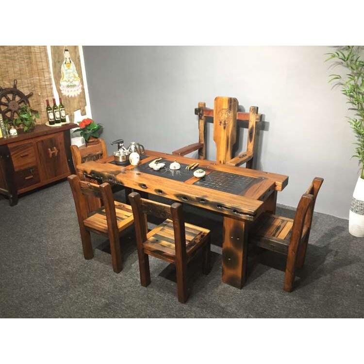 老船木茶桌实木茶几风化木功夫泡茶台户外阳台免漆家具