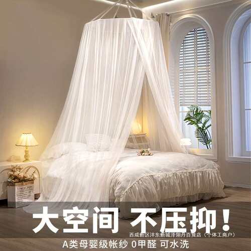 2024新款吊顶蚊帐家用卧室公主风1.8m挂钩圆顶加密1.5米床纹帐gf