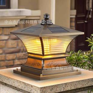 全铜太阳能柱头灯门柱灯户外防水别墅花园围墙柱子灯墙头灯