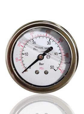 供全不锈充油耐震压力表轴向带平夹防震抗震YNBF60Z50BAR700PSI