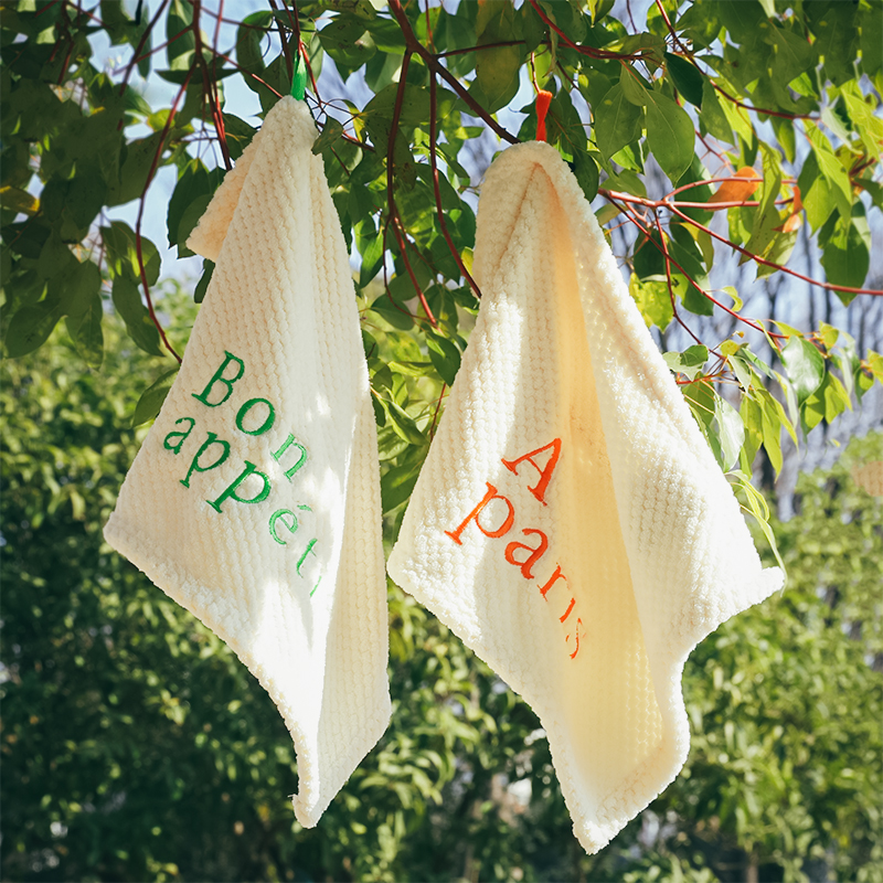 原创刺绣擦手f巾挂式超强吸水加厚加大珊瑚绒不掉毛软糯家用毛巾