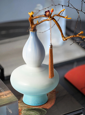 新中式摆件高端陶瓷葫芦客厅玄关电视柜酒L柜办公室博古架软装饰