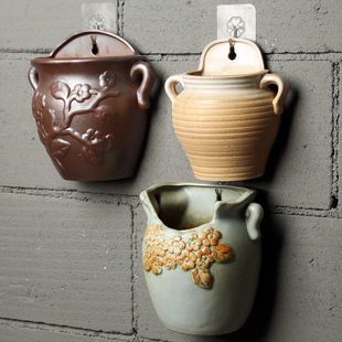 壁挂式花盆复古简约挂墙创意阳台多肉花盆垂挂绿萝装Y饰花器大号