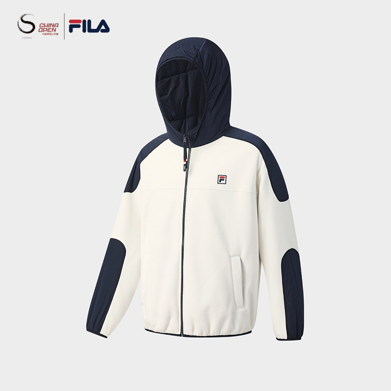 FILA 斐乐网球系列男子针织长袖外套2025冬新款运动加绒连帽上衣,运动服/休闲服装,运动茄克/外套,淘宝优惠券,粉丝福利购,淘宝优惠卷