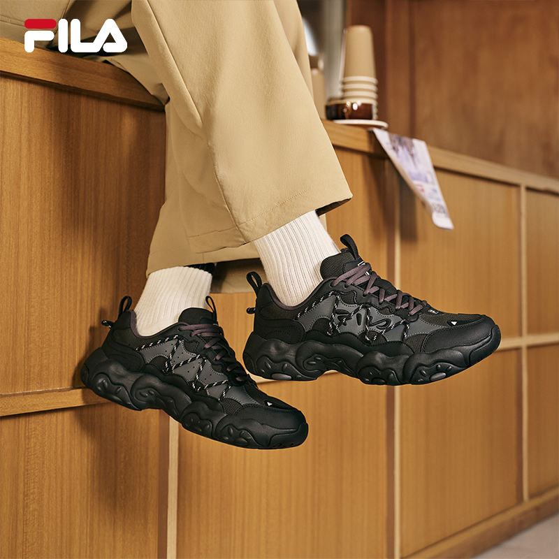 FILA 斐乐官方男鞋猫爪6老爹鞋运动鞋2025秋季新款鞋子黑色休闲鞋