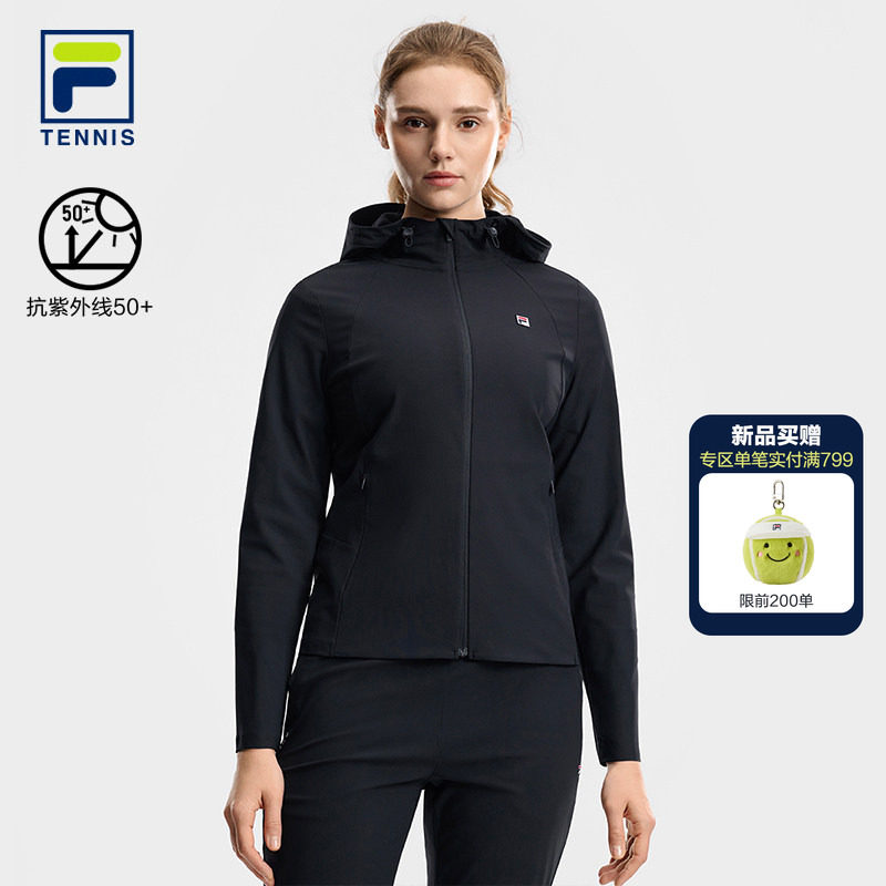 FILA 斐乐官方女士针织连帽外套2026夏新款网球运动基础防晒上衣