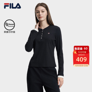 斐乐亨利长T丨FILA女子针织长袖衫2026冬季新款修身显瘦打底长T
