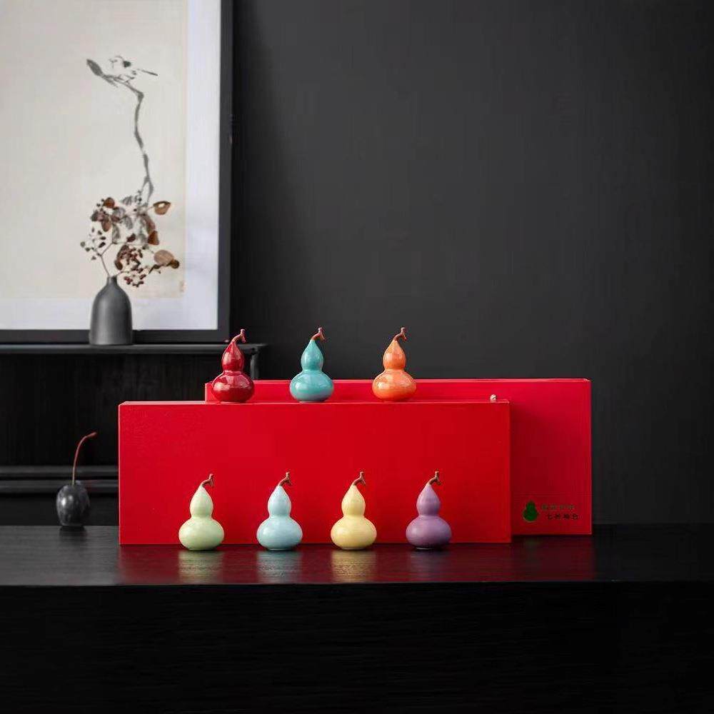 七彩小葫芦茶宠摆件创意茶杯挂件装饰品茶道配件茶玩茶具茶道零配