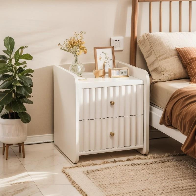 2025新款奶油风床头柜家用卧室小型简约现代床边柜收纳柜储物柜子