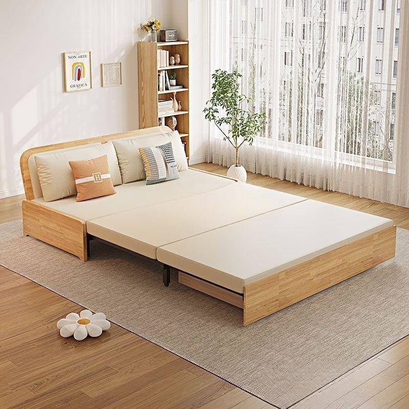 【精致设计】实木折叠沙发床无扶手多功能两用伸缩可折叠双人客厅