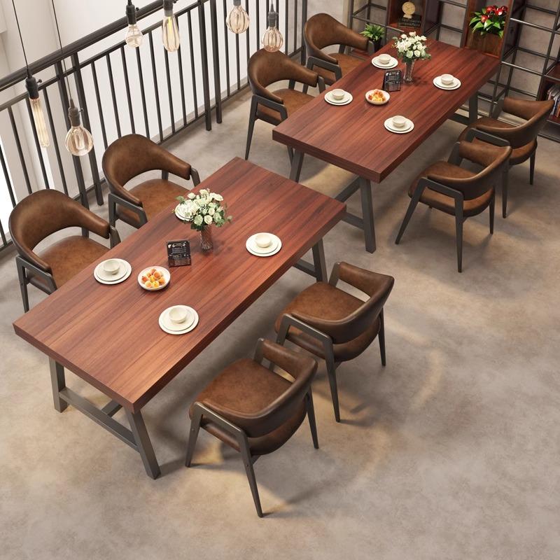 餐桌家用小户型吃饭桌子简约长方形烧烤店快餐店商用餐饮桌椅组合