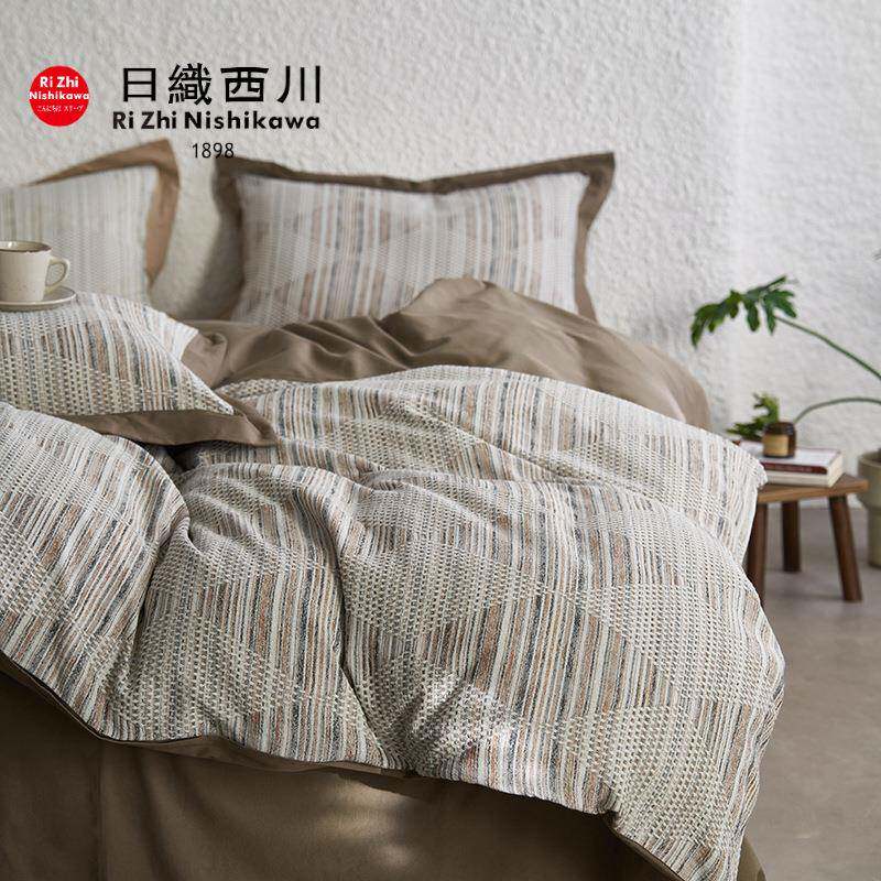 腔调个性纯棉四件套 宽边纱线棕色暗色系床上用品加高25cm床笠款