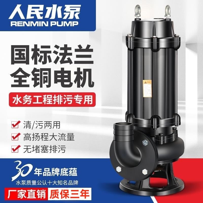上海人民全铜国标家用污水泵220V潜水泵380Ov三相潜水标准排污泵