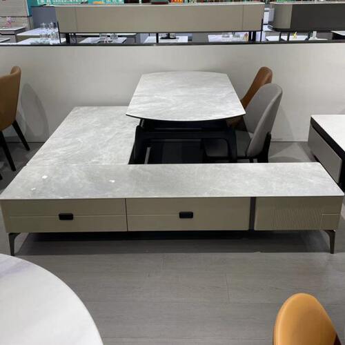 大理石餐桌椅组合小户型实木可伸缩微晶石现代简约吃饭桌子长方形