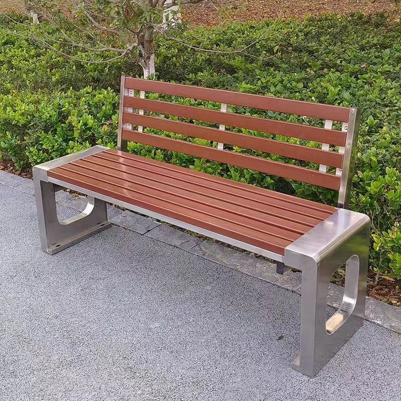 不锈钢公园椅户外防腐长椅庭院广场社区D室外休闲 靠背景观长