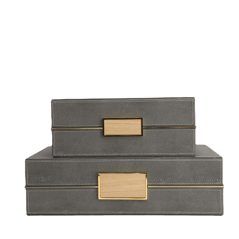 现代简约皮d革高档首饰收纳盒摆件样板间家居衣帽间梳妆台软装饰