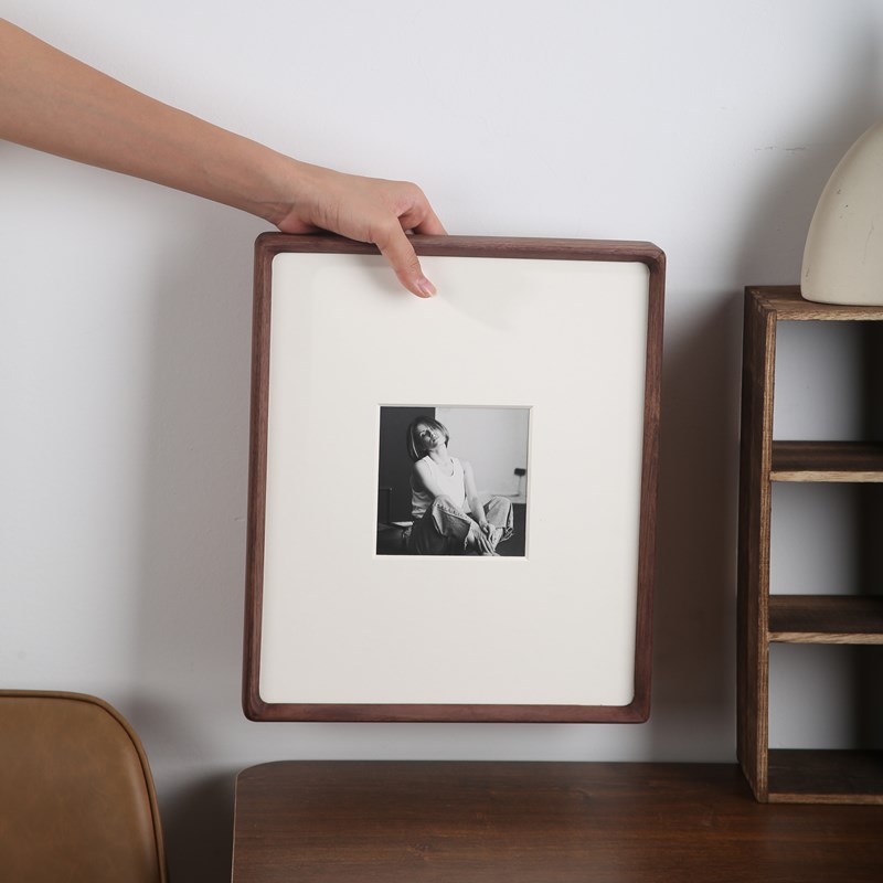 W1TR北美黑胡桃实木6寸8寸相框摆台H简约复古摆件画框装裱艺术微