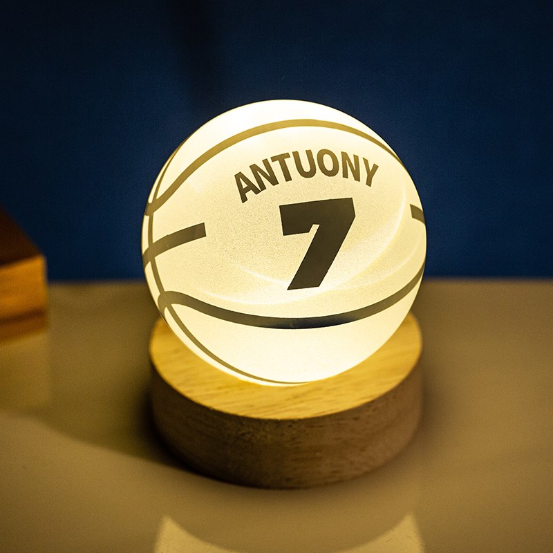 科比篮球水晶球生日礼物送男y生球迷发光实用创意男孩礼品小夜灯