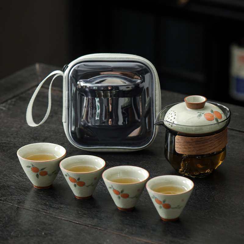 老陶泥手绘快客杯便携式旅行茶具套装户外玻璃泡茶壶一壶三杯小套,玩具/童车/益智/积木/模型,遥控车升级件/零配件,淘宝优惠券,粉丝福利购,淘宝优惠卷