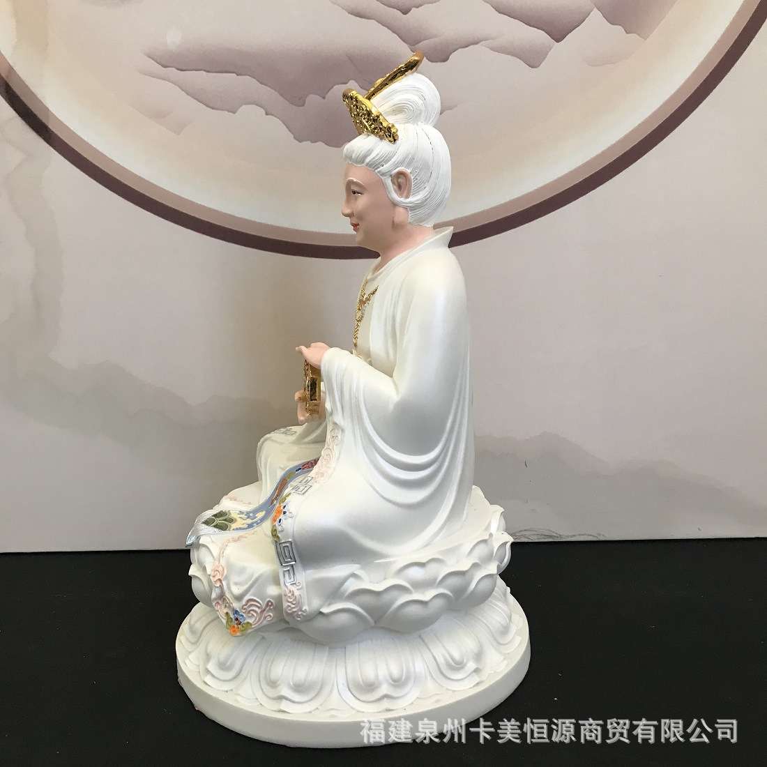 彩绘仿瓷无生老母神像家用客厅招财无极老母骊山老母神像桌面摆件