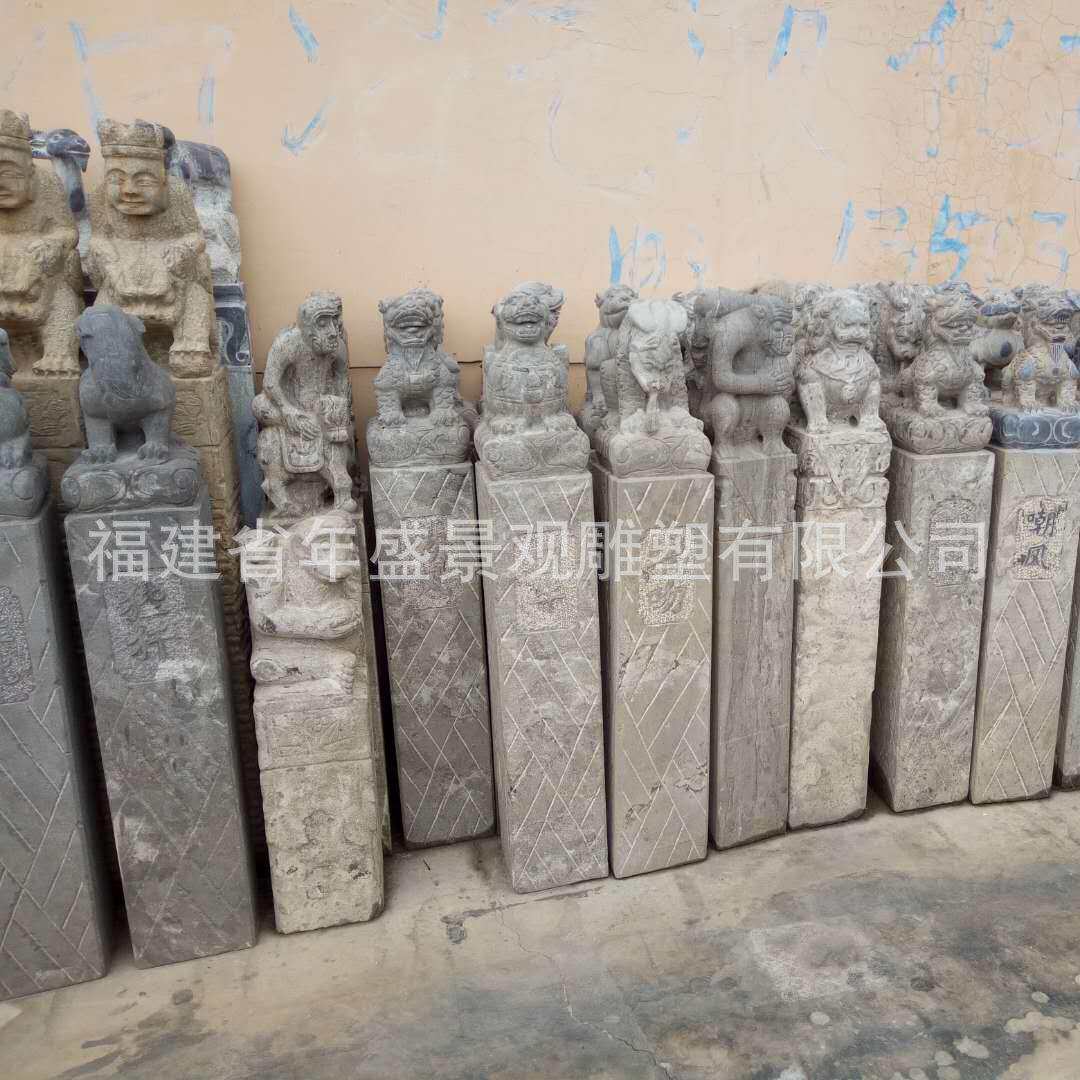 传统老物件青石做旧仿古拴马桩福建厂家 园林景观雕塑