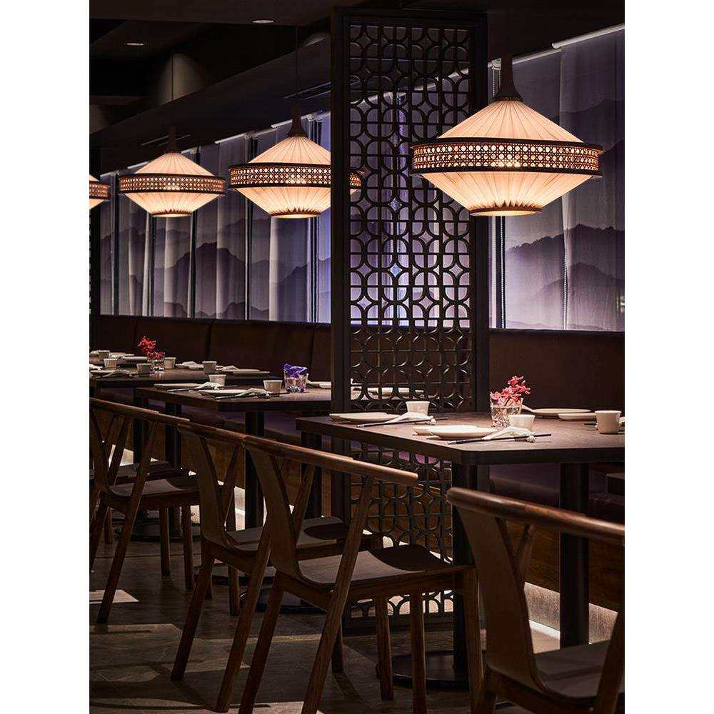 东南亚布艺吊灯饭店卡座泰式餐厅灯咖啡厅吧台复古手工制作装饰灯