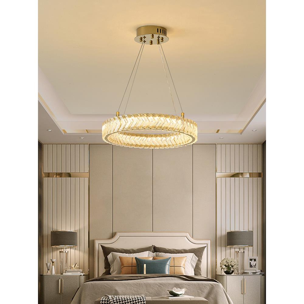 新款简约轻奢水晶吊灯卧室主卧书房儿童房现代高档LED灯饰客厅灯