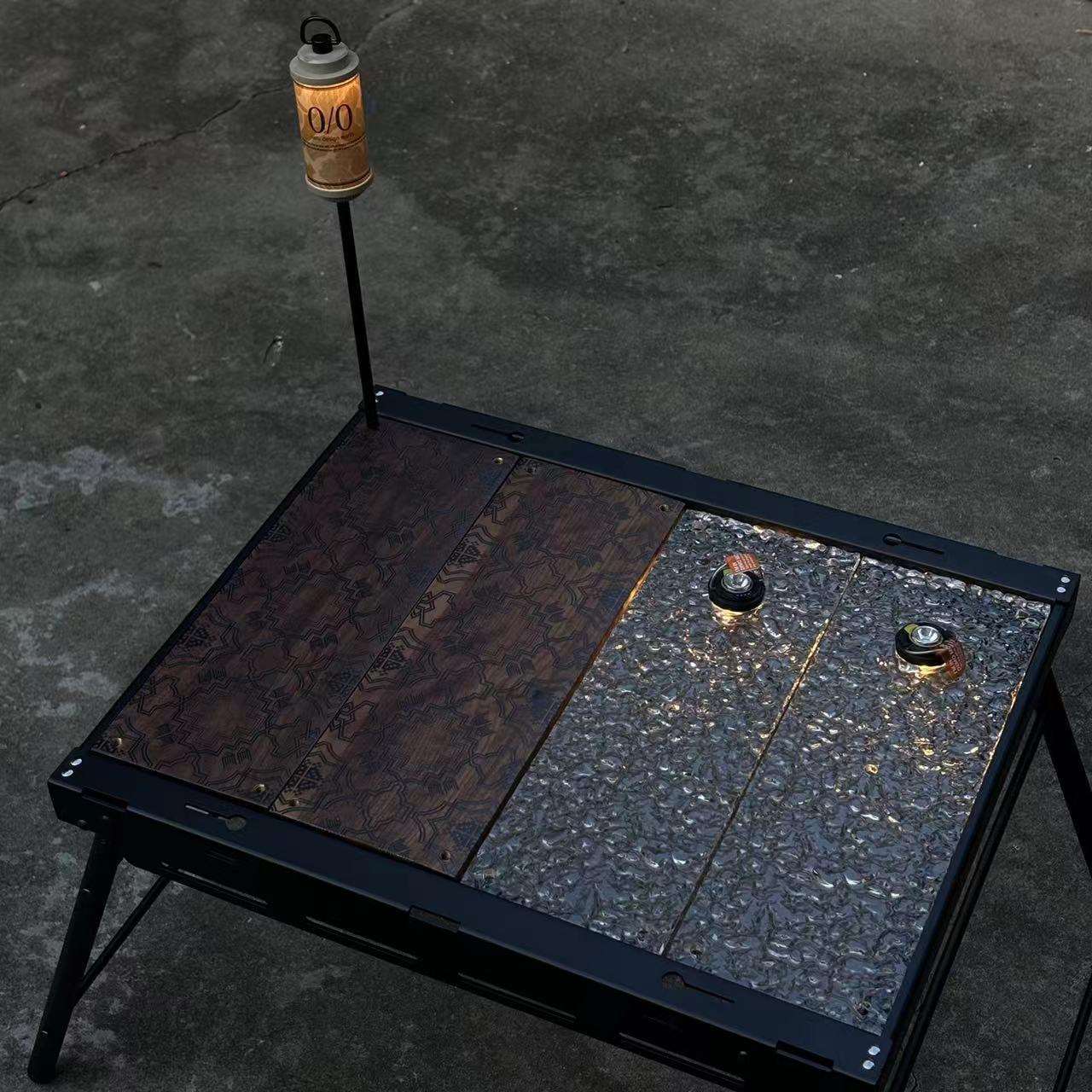 跨境 露营多功能igt单元板黑胡桃木桌面户外野营氛围