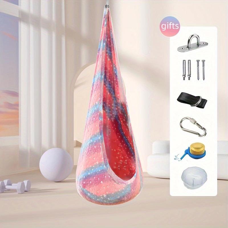 厂家亚马逊法兰绒夜光儿童室内室外吊椅吊床充气垫吊椅