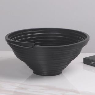 北欧果盘现代简约黑色金属螺旋纹圆形深盘创意装饰托盘线条摆件